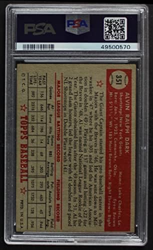 1952 Topps 351 Al Dark Ню Йорк Джайентс (Бейзболна картичка) PSA PSA 3.00 Джайентс