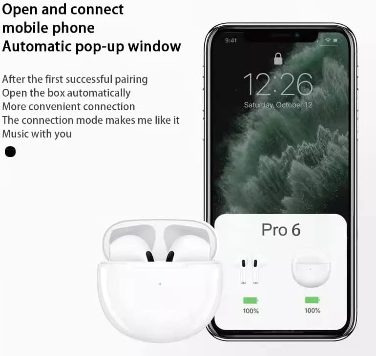 Безжични Bluetooth слушалки, Водоустойчива с Зарядно Калъф, Шумоподавляющий Микрофон Слушалки за iPhone Android (Бял)