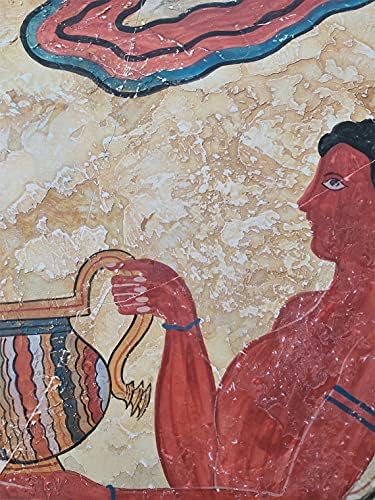 Минойская Истинска фреска с Чашеносцем от двореца на Кносос, Крит, Боядисване на стена