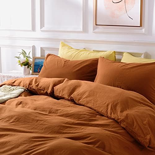 NEXHOME PRO Теракот Набор от пододеяльников за пуховых одеяла цвят жженого портокал, спално бельо кралски размери, Канава