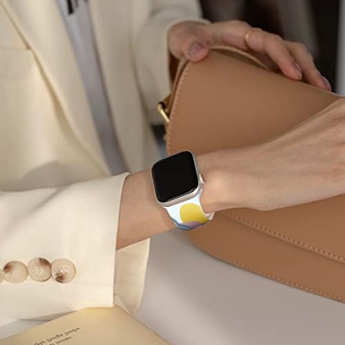 Sichy е Съвместим с джапанки Apple Watch 38 мм 40 мм 41 мм 42 мм 44 мм 45 мм, елегантен каишка за часовник с нежна рисувани, сменяеми гривни с мек силиконов водоустойчив каишка за iWa