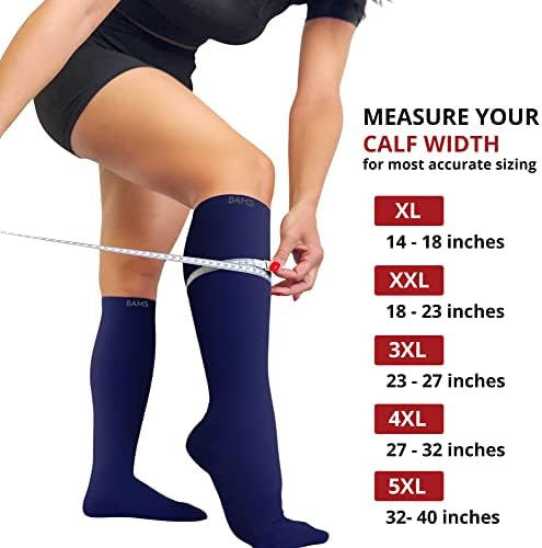 Компресия чорапи BAMS Plus Size Ширина до Прасците XXL, XXXL – Градуированная Бамбук Поддръжка на до коляното