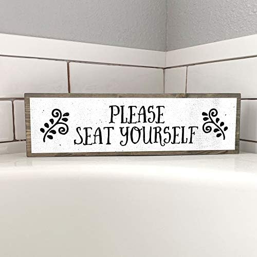 ANVEVO Моля, Присаживайтесь - Метална Дървена табела – Сладък и забавен Стенен интериор на банята - Деревенское стенно