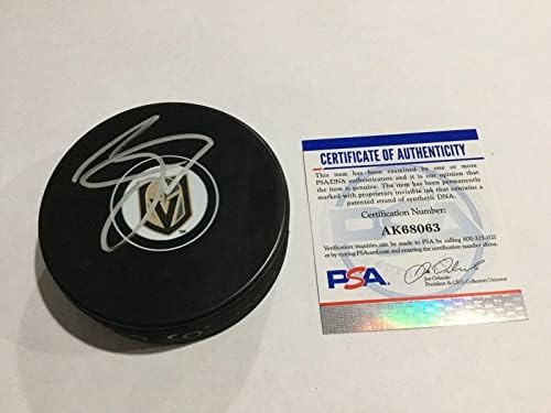 Джак Эйхел Подписа Хокей шайба Las Vegas Knights с автограф на PSA DNA COA a - за Миене на НХЛ с автограф
