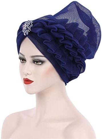 SAWQF Модерни дамски шапки-Тюрбани от чиста прежда, Шапка-Хиджаб, Дамска Шапка ръчна изработка, Сватбена (Цвят: 8, размер