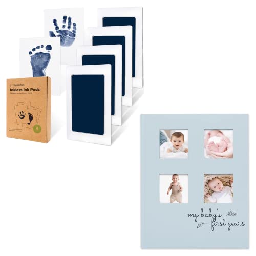 Комплект за рисуване на дланите и отпечатъци от краката KeaBabies от 4 опаковки без мастило и Дневник памет на детето