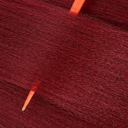 WacanDan Бордо Предварително Опъната Коса, плетене 26 инча 8 Опаковки Синтетични Възли на една Кука Опашка За коса