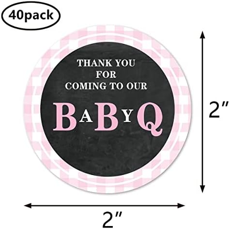 Етикети BBQ Pink Baby Q С Благодарност, 2-Инчов Етикети За парти в чест на рождения Ден за момичета, етикети 40 броя