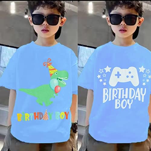 Рожден ден момче тениска, динозавър тениска Детска 2-ри 3-ти 4-ти 5-ти 6-ти 7-ти рожден ден на Видео Игри тениски деца летни с къс ръкав