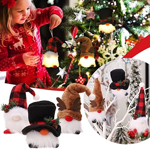 3 Опаковане на Коледен Светещ Кукла Джудже, Окачване, Безлични Декоративен орнамент във вид на Елф, Плюшен