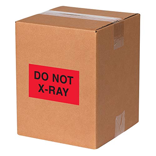Aviditi Tape Logic 3 x 5, Флуоресцентно червен предупредителен стикер Do Not X_Ray за транспортиране, преработка, опаковане