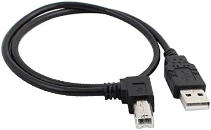 Кабел за скенер принтер X-DREE USB2.0 A от щепсела до левия лакът B 90 градуса, черен, 50 см (USB2.0 A Maschio a B Gomito