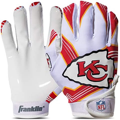 Ръкавици-приемник Franklin Sports Youth NFL футбол - Чифт детски футболни ръкавици - Емблеми на отбори в НФЛ и силиконовата длан - Всички младежки размери - Отлично спортно обле