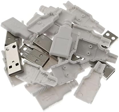 Maxmoral 10 бр. конектор USB 2.0 4-пинов мъжки мъжки тип с бяла пластмасова капачка Жак Направи си сам