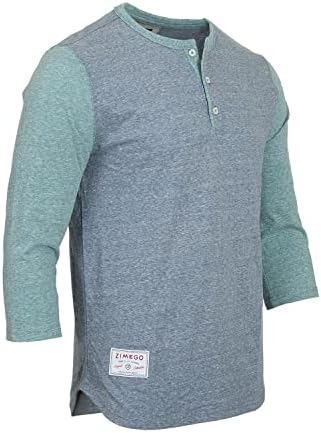Мъжки бейзболни ризи Henley с 3/4 ръкав от ZIMEGO – Ежедневни Спортни Ризи с кръгло деколте и копчета