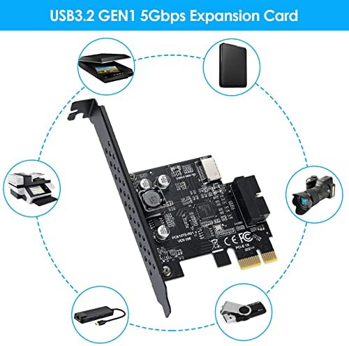 BEYIMEI PCI-E 1X към конектора USB 3.2 GEN1 5 Gbit/s 20-пинов конектор на предния панел (към конектора Type-c на предния