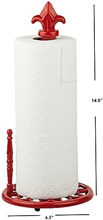 Държач за хартиени кърпи Fleur De Lis, Чугун, От Home Basics, (червено) | Съвременни държачи за хартиени кърпи за ръце |
