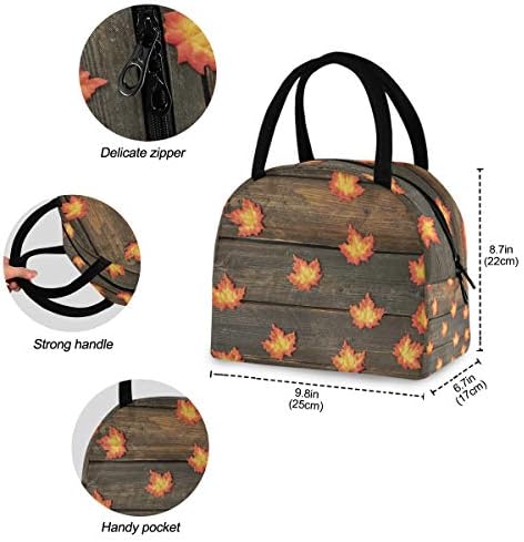 Случайна чанта за обяд Дамски - Есенни Кленови листа, Големи Запечатани Торби за Обяд с плечевыми ремъци за работния Хладилника