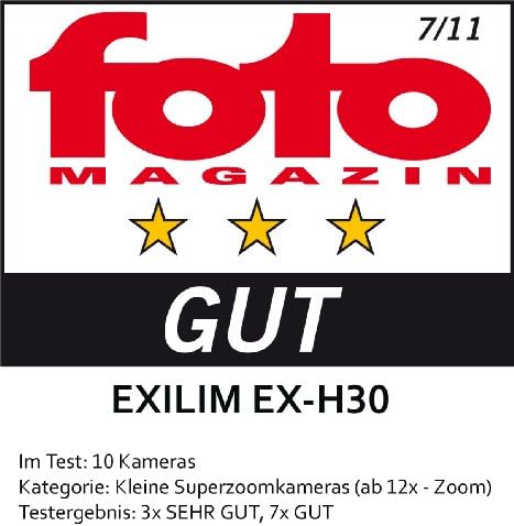 Цифров фотоапарат Casio Exilim EX-H30 (16 мегапиксела, 12,5-кратно оптично увеличение, 7,6 см (3 инча) Дисплей,