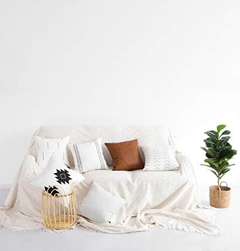 HOMFINER Декоративни Калъфки за възглавници за дивана, пакет от 6, Памук с Модерен Дизайн, Геометрични Ленти, Калъф