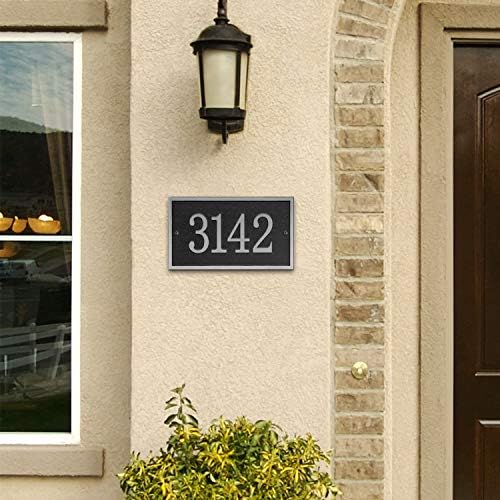 Табела с адреса, ръчно изработени - Стенни табели с номера на дома (11 x 6,3) Персонални табела с адрес за къщи, апартаменти, офис, Фирма 911 Visibility, Всеки шрифт (Сребрист)