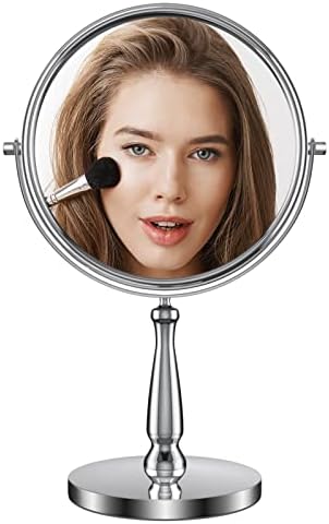 zelaxy 8 Голямо Огледало за грим, Двустранно Огледало с 10-кратно увеличение, Завъртане Кръгло огледало на 360 градуса