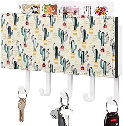 Държач за ключове Cactus с Пощенска Рафт, 5 Куки, Органайзер за Стена, Декоративни монтаж в Коридора