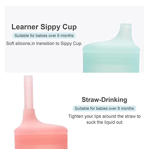 Слама чаша-поильник Mengdababy за дете от 6 месеца, Силиконови Преходна чаша-поильники за деца, Непромокаемая Прозрачна чаша
