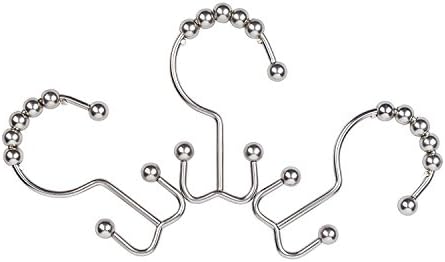 TopAAA Метални Куки-пръстени за душ завеса с двойно скольжением, Неръждаема Стомана, Комплект от 12 (черен)