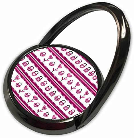 3dRose Сладки Каре Сърца, Цветя във формата на Сърца, Сърдечни Замочки с Шарките - Телефонни пръстени (phr-372108-1)
