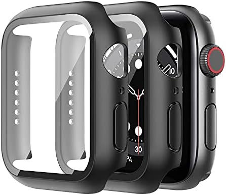 Калъф Aukvite 2 в пакет, съвместим с Apple Watch Серия 6 SE Series, 5 Series 4, 44 мм калъф с вградена защитно фолио за екрана, твърд калъф за КОМПЮТЪР, аксесоари iWatch, Защитен калъф за iWatch