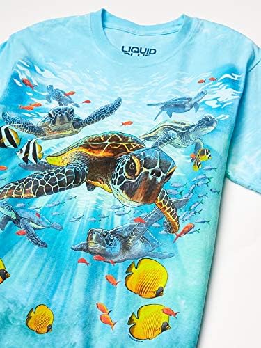 Течна Синя Мъжка тениска с морски костенурки