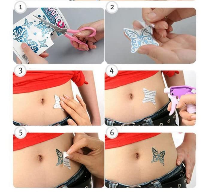 8 листа 3D Стикери с Татуировка на Пеперуда, Стикер за Боди-Арт, Летяща Пеперуда, Водоустойчива Хартия, Временна Татуировка,