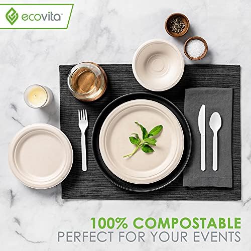 Ecovita Компостируемые хартиени чинии [9] – 150 чинии за Еднократна употреба Екологично Чиста Здрава течност без