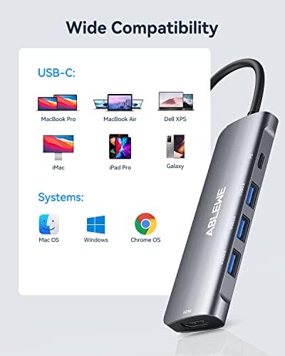 Хъб USB C, Многопортовый адаптер ABLEWE C USB към HDMI, Хъб Thunderbolt 3 към HDMI с 4K, HDMI, адаптер за