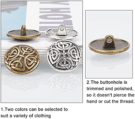 OLYCRAFT 60 бр. Копчета с Опашка в Тибетски Стил 17 мм, Плоски Копчета От Метални Сплави, 2 на Цвят, Кръгли Шиене на Копчета за Шиене, Занаяти и Производство на Бижута