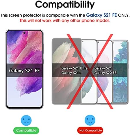 amFilm (3 опаковки) е Съвместим с Samsung Galaxy S21 FE (Fan Edition 5G 2021) Защитен слой от закалено стъкло с комплект за лесна инсталация, HD прозрачна, подходяща за корпуса, без мехурчет