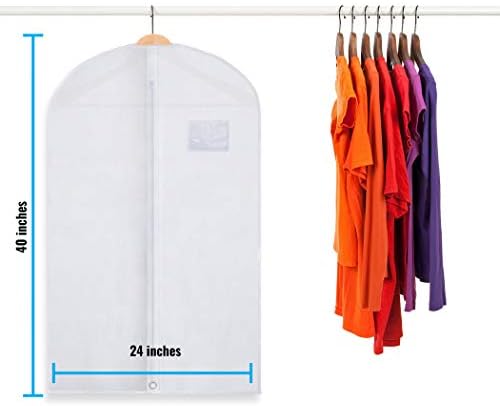 Plixio 40 Прозрачни Бели Висящи чанти за дрехи за съхранение в гардероба си - Дрехи, Палта, Танцови костюми, Чанти