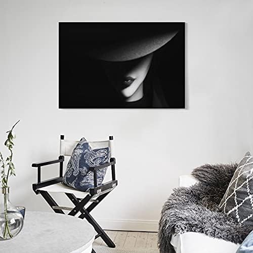 16x24 инча (40x60 cm) Платно Абстрактна Живопис Черно-Бяла Модерна Художествена Живопис Дамски Стенни Художествена Живопис