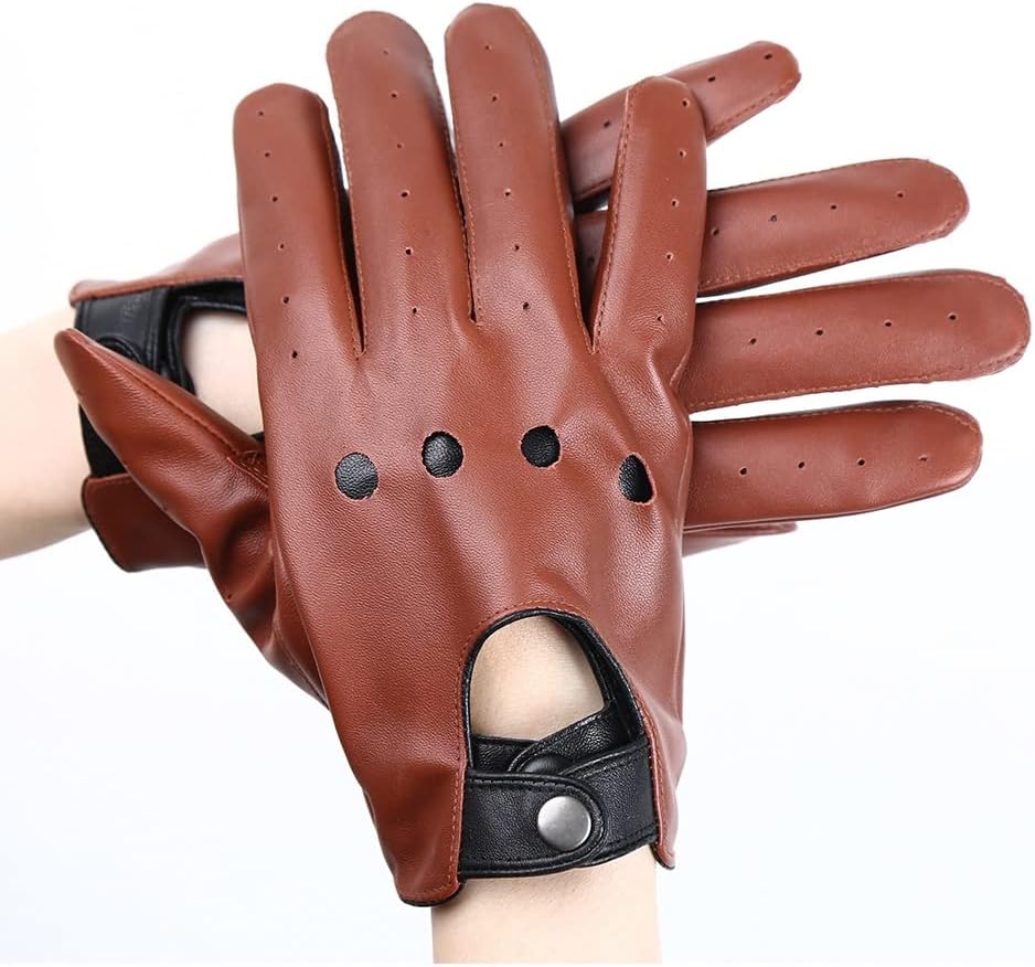 Кожени мъжки ръкавици SEASD за улици, Удобни Ръкавици, Тънки Мъжки кожени ръкавици (Цвят: D, Размер: XL Код)