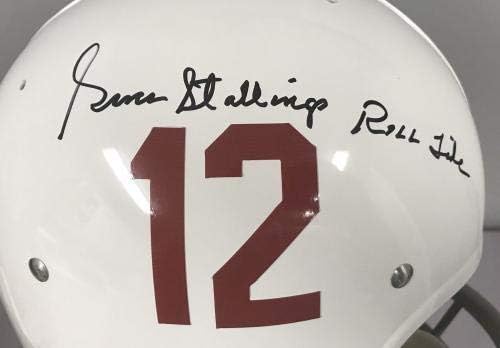 Джин Столлингс ПОДПИСА Голям Футболен Каска Alabama Throwback с Автограф от JSA COA - Студентски каски с автограф