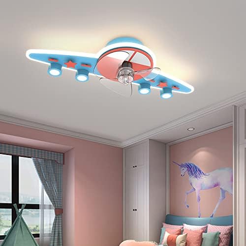 DLSixYi Детска Стая, Вентилатор на Тавана Лампа Спалня За Момчета И Момичета Съвременен Творчески Самолет, вентилатор