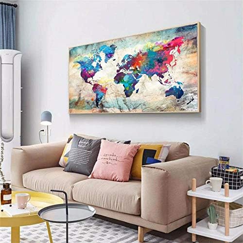 Комплекти за рисуване с Диаманти за възрастни, YALKIN САМ Голяма 5D Диамантена Живопис на Картата на света (31,5 x