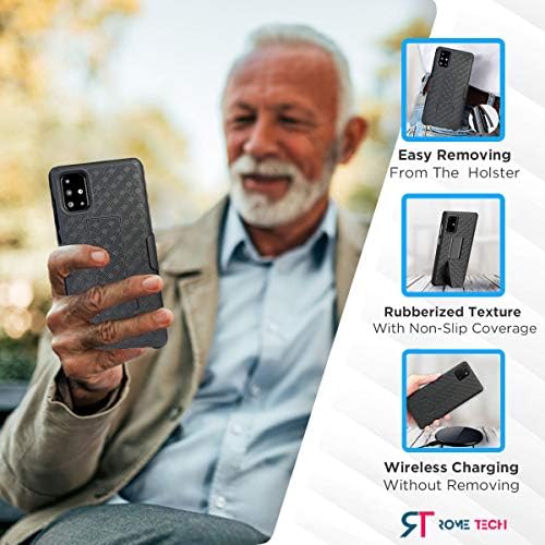 Чанта-кобур с клипс за колан Rome Tech за Samsung Galaxy A51 5G [НЕ за A51], Комбиниран калъф-кобур за тежки условия на