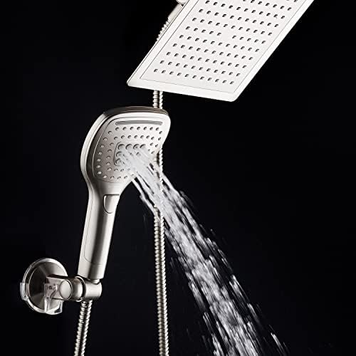 DreamSpa Ултра-Луксозна 9-инчов дъждовна накрайник за душ /Разход на Ръчен душ. Удобен бутон бутон за контрол на потока