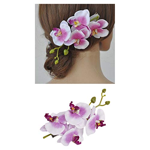8 Опаковки на Фалшиви Изкуствени Големи Копринени Заколок за коса с цвете Орхидея, Реалистични Цветни Фиби-Брошки