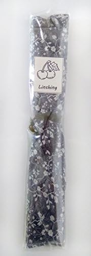 Linshing-Преносими Пътни Дървени прибори за хранене, Пръчици за хранене и Лъжица с Тъканната чанта за съдове (Бели Цветя)