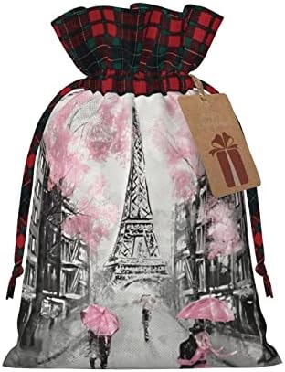 Allgobee Коледни Подаръчни Торбички на съвсем малък Париж-Айфеловата Кула-Розово-Цветна Чанта от съвсем малък
