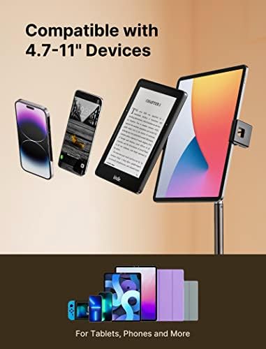 Титуляр таблет JSAUX, Настолна поставка за телефон, Регулируема закопчалка за таблет, универсална скоба за телефон 360, Съвместим с iPad Pro 9,7 10,5 11 Air Mini, Kindle E-Reader, iPhone 14 13 12 и