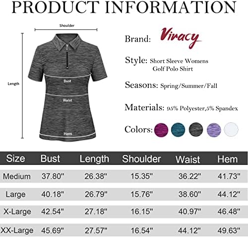 Viracy Женска Риза за Голф UPF50 + Слънчеви Спортни Блузи С Дълъг, Къс Ръкав 1/4 цип Поло Бързосъхнеща Засаждане